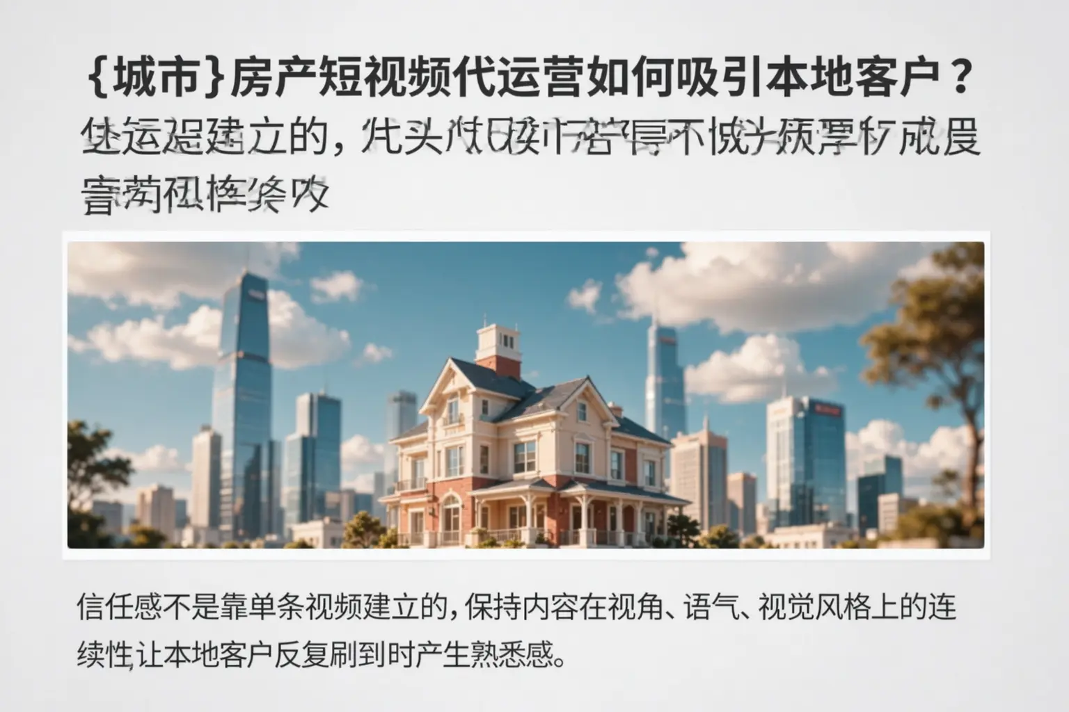 博野房产短视频代运营如何吸引本地客户？